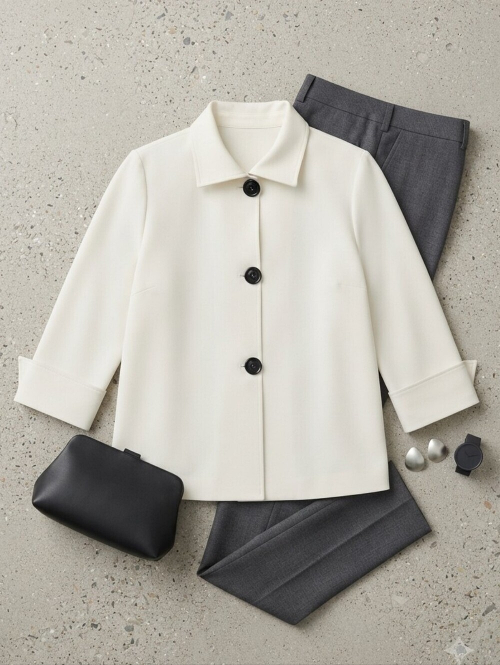 IC By Connie K White Textured 3 Button Blazer Jacket